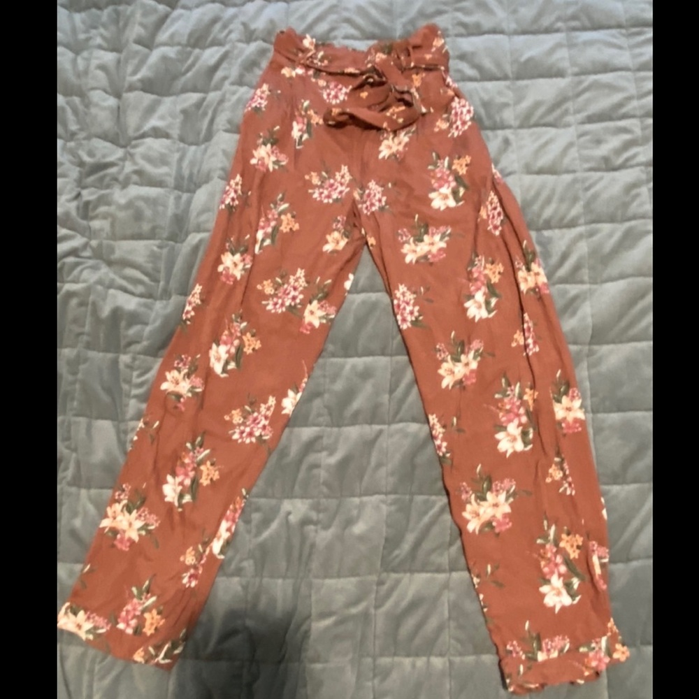 Brown floral pants